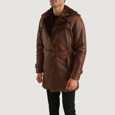 Distressed Brown Fur Leather Coat